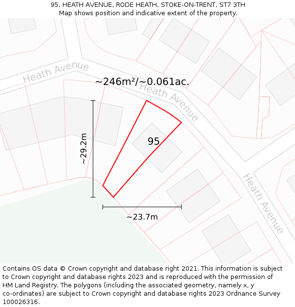 95, HEATH AVENUE, RODE HEATH, STOKE-ON-TRENT, ST7 3TH: Plot and title map