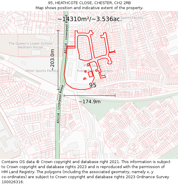 95, HEATHCOTE CLOSE, CHESTER, CH2 2RB: Plot and title map