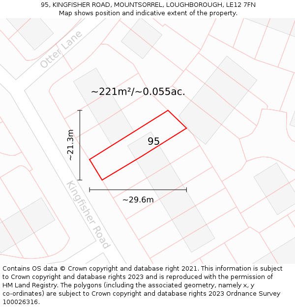 95, KINGFISHER ROAD, MOUNTSORREL, LOUGHBOROUGH, LE12 7FN: Plot and title map