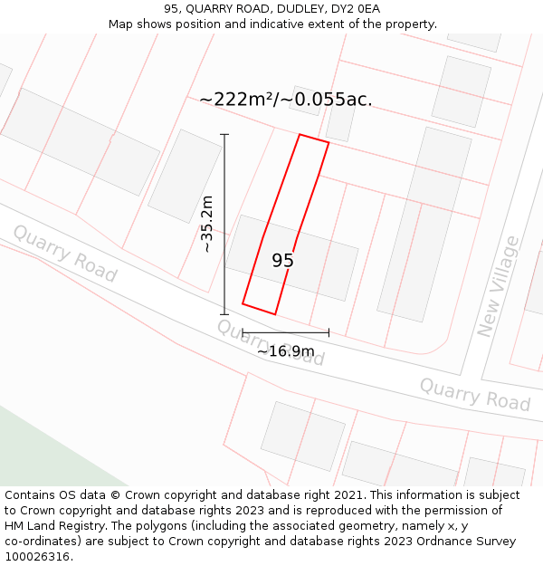 95, QUARRY ROAD, DUDLEY, DY2 0EA: Plot and title map