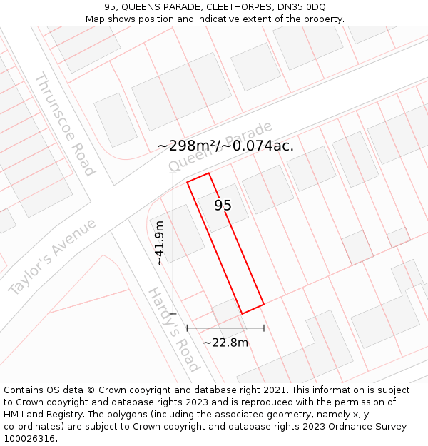 95, QUEENS PARADE, CLEETHORPES, DN35 0DQ: Plot and title map