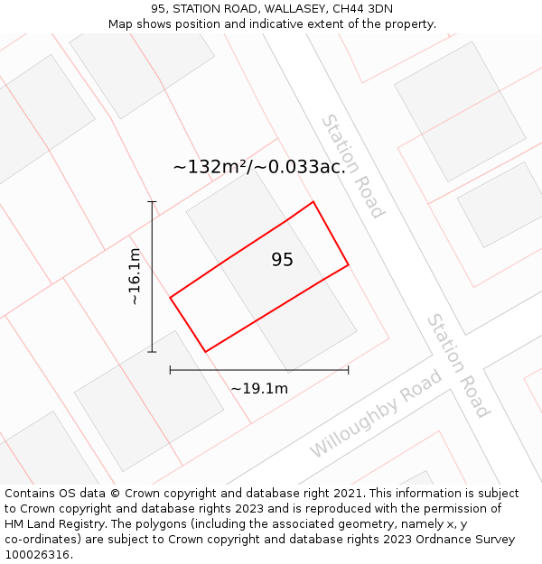 95, STATION ROAD, WALLASEY, CH44 3DN: Plot and title map