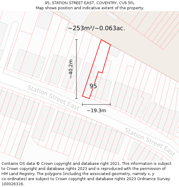 95, STATION STREET EAST, COVENTRY, CV6 5FL: Plot and title map