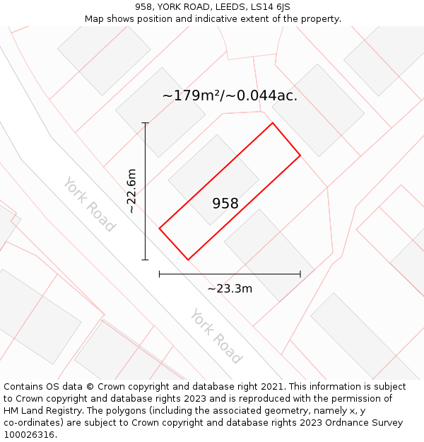 958, YORK ROAD, LEEDS, LS14 6JS: Plot and title map