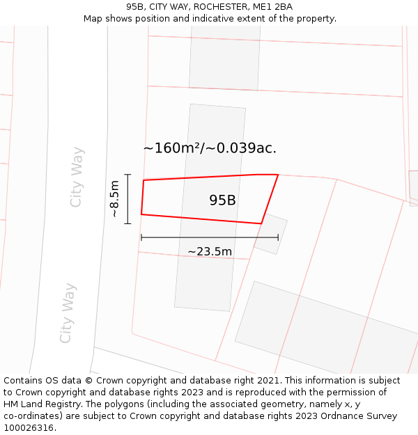 95B, CITY WAY, ROCHESTER, ME1 2BA: Plot and title map