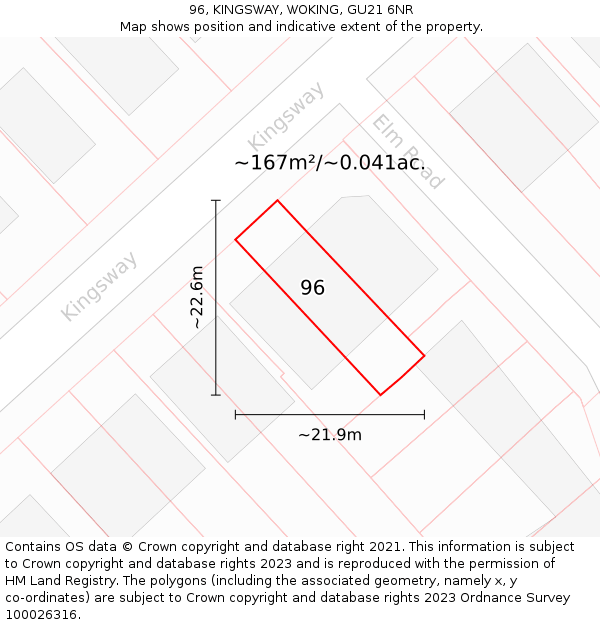 96, KINGSWAY, WOKING, GU21 6NR: Plot and title map