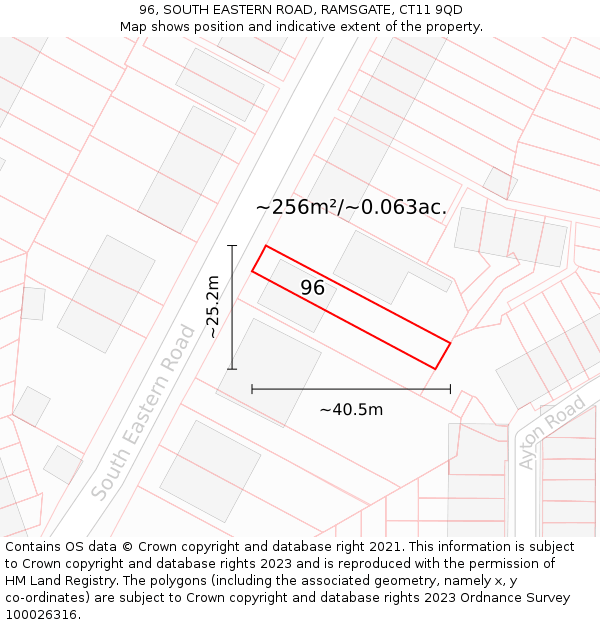 96, SOUTH EASTERN ROAD, RAMSGATE, CT11 9QD: Plot and title map