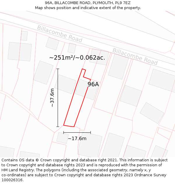 96A, BILLACOMBE ROAD, PLYMOUTH, PL9 7EZ: Plot and title map