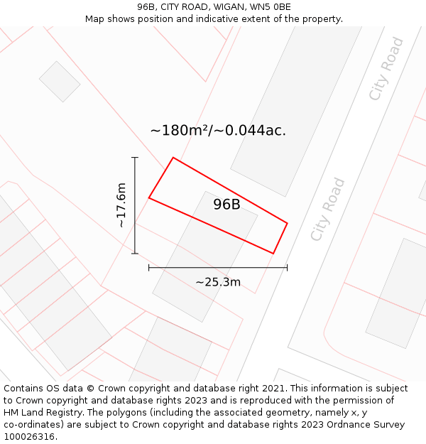 96B, CITY ROAD, WIGAN, WN5 0BE: Plot and title map