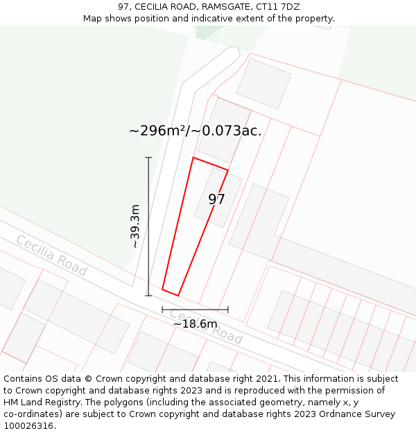 97, CECILIA ROAD, RAMSGATE, CT11 7DZ: Plot and title map