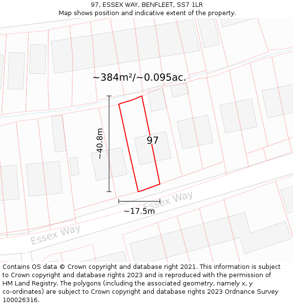 97, ESSEX WAY, BENFLEET, SS7 1LR: Plot and title map