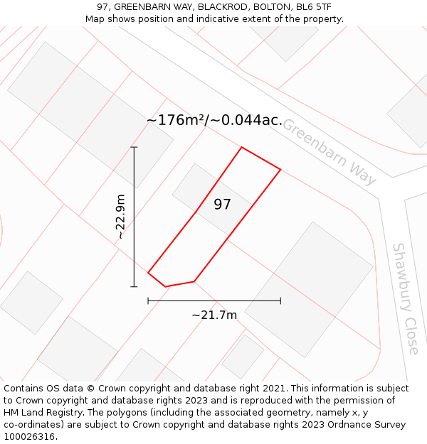 97, GREENBARN WAY, BLACKROD, BOLTON, BL6 5TF: Plot and title map