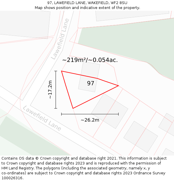 97, LAWEFIELD LANE, WAKEFIELD, WF2 8SU: Plot and title map