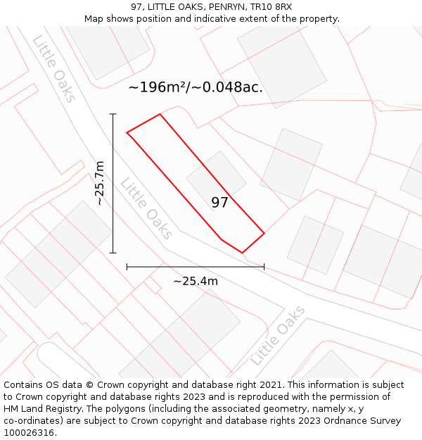 97, LITTLE OAKS, PENRYN, TR10 8RX: Plot and title map