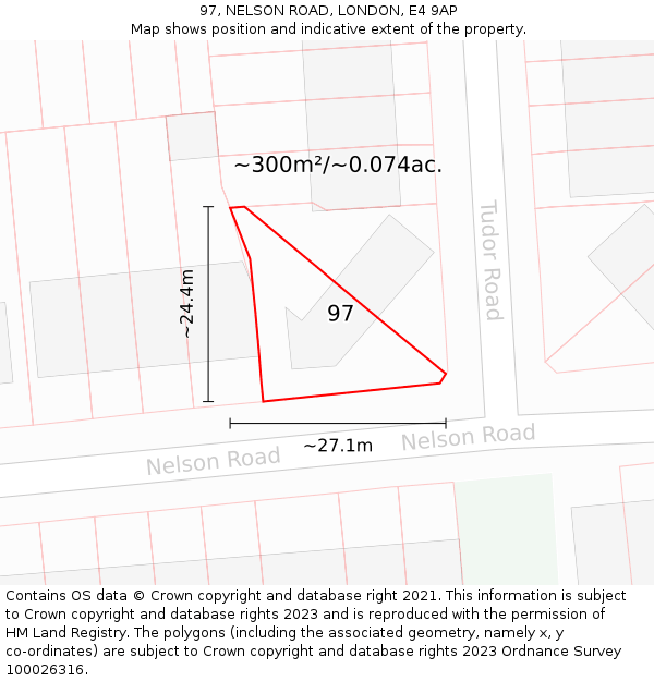 97, NELSON ROAD, LONDON, E4 9AP: Plot and title map