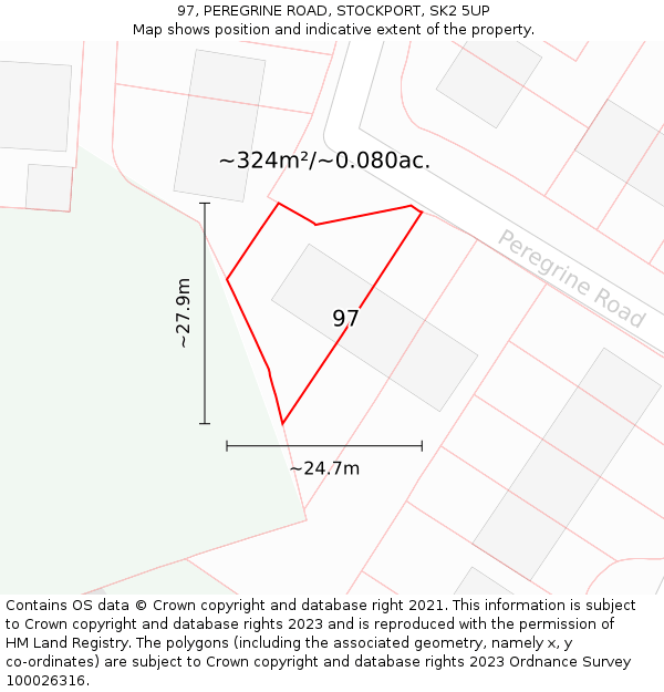 97, PEREGRINE ROAD, STOCKPORT, SK2 5UP: Plot and title map