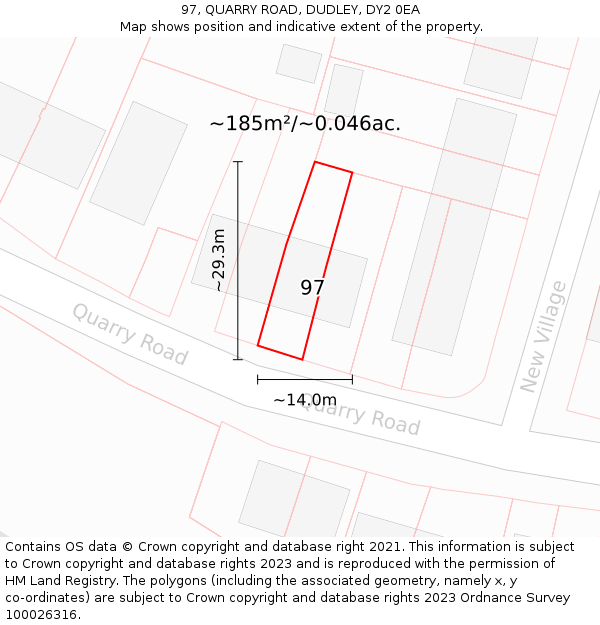 97, QUARRY ROAD, DUDLEY, DY2 0EA: Plot and title map