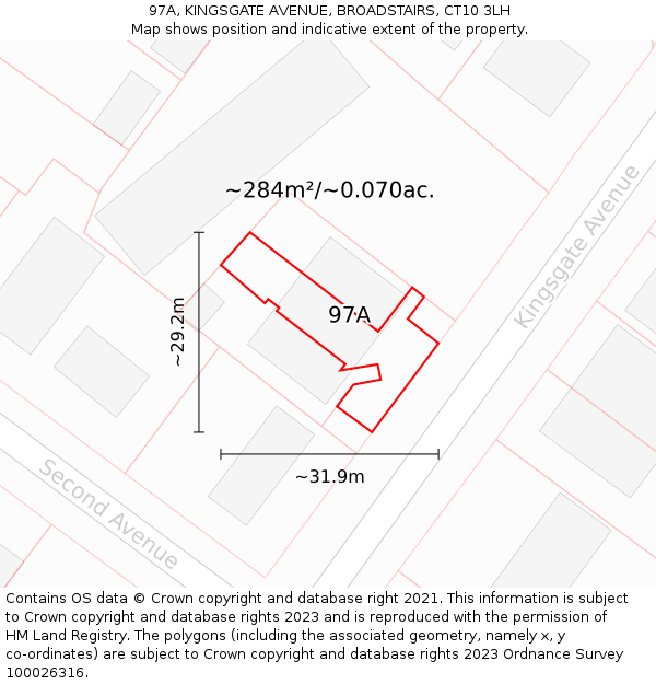 97A, KINGSGATE AVENUE, BROADSTAIRS, CT10 3LH: Plot and title map