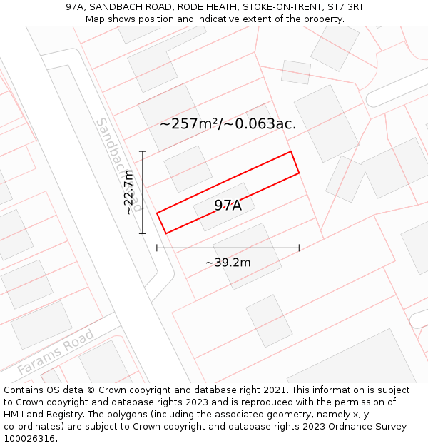 97A, SANDBACH ROAD, RODE HEATH, STOKE-ON-TRENT, ST7 3RT: Plot and title map