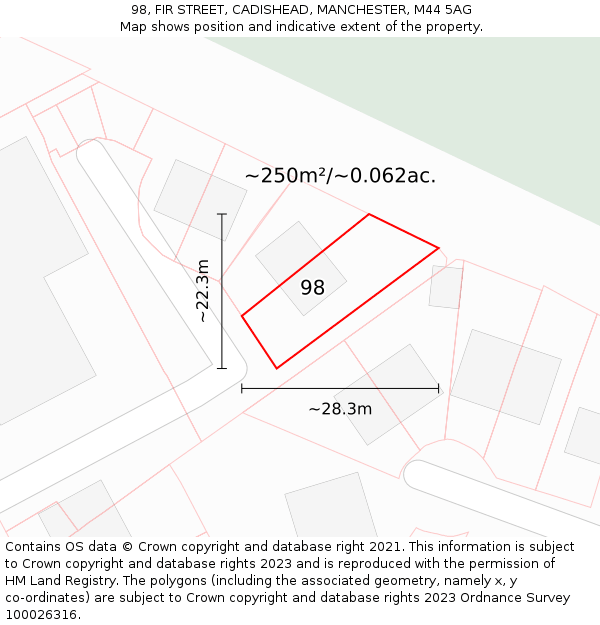 98, FIR STREET, CADISHEAD, MANCHESTER, M44 5AG: Plot and title map