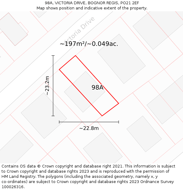 98A, VICTORIA DRIVE, BOGNOR REGIS, PO21 2EF: Plot and title map