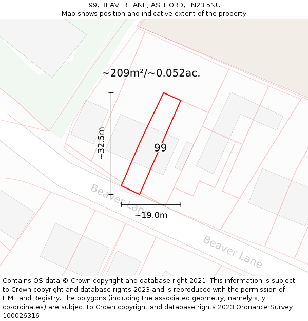 99, BEAVER LANE, ASHFORD, TN23 5NU: Plot and title map