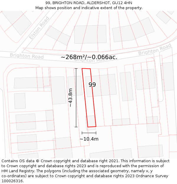 99, BRIGHTON ROAD, ALDERSHOT, GU12 4HN: Plot and title map