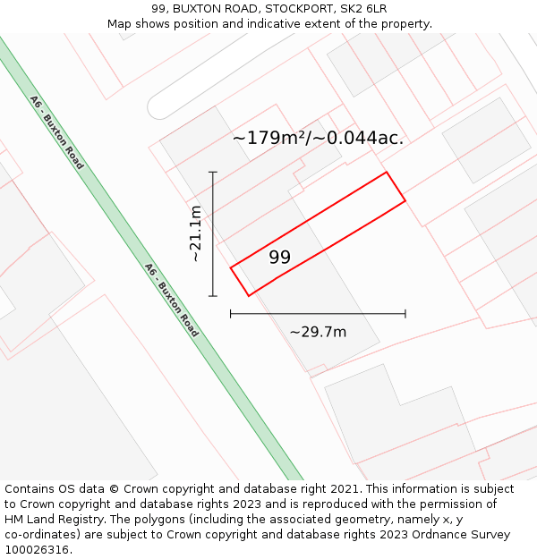 99, BUXTON ROAD, STOCKPORT, SK2 6LR: Plot and title map