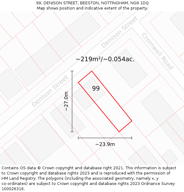 99, DENISON STREET, BEESTON, NOTTINGHAM, NG9 1DQ: Plot and title map