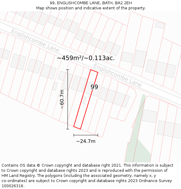 99, ENGLISHCOMBE LANE, BATH, BA2 2EH: Plot and title map