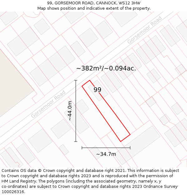 99, GORSEMOOR ROAD, CANNOCK, WS12 3HW: Plot and title map