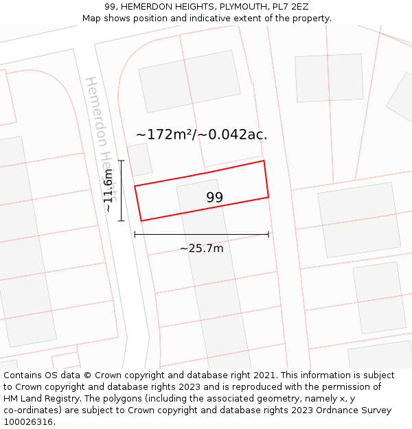 99, HEMERDON HEIGHTS, PLYMOUTH, PL7 2EZ: Plot and title map