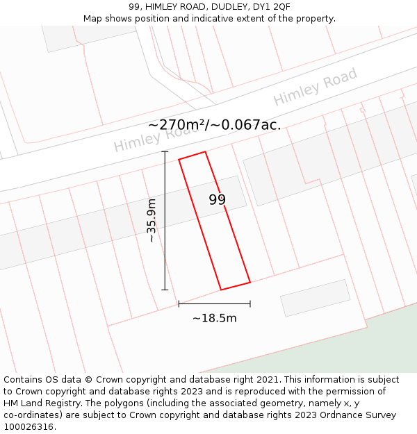 99, HIMLEY ROAD, DUDLEY, DY1 2QF: Plot and title map