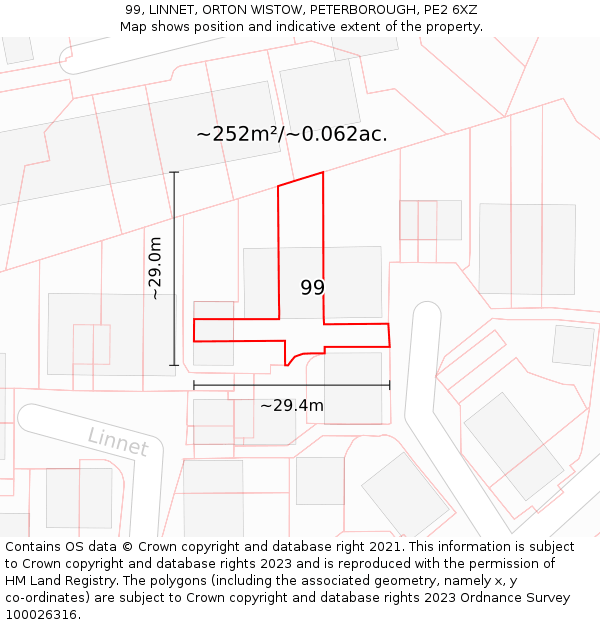 99, LINNET, ORTON WISTOW, PETERBOROUGH, PE2 6XZ: Plot and title map