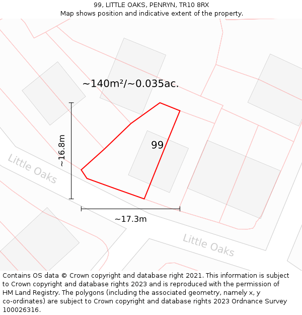 99, LITTLE OAKS, PENRYN, TR10 8RX: Plot and title map