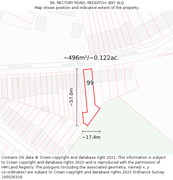 99, RECTORY ROAD, REDDITCH, B97 4LG: Plot and title map