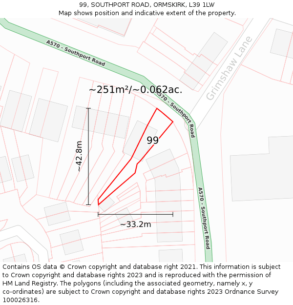 99, SOUTHPORT ROAD, ORMSKIRK, L39 1LW: Plot and title map