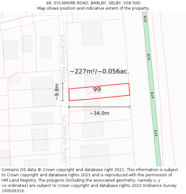 99, SYCAMORE ROAD, BARLBY, SELBY, YO8 5XD: Plot and title map