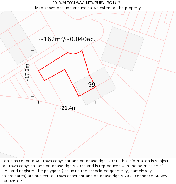 99, WALTON WAY, NEWBURY, RG14 2LL: Plot and title map