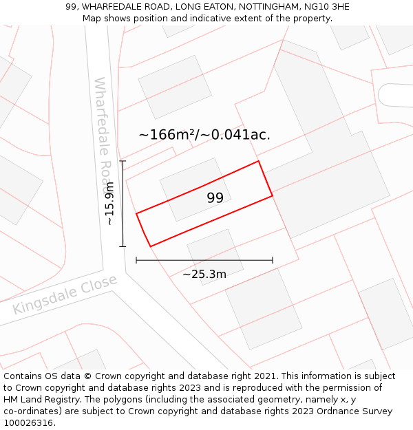 99, WHARFEDALE ROAD, LONG EATON, NOTTINGHAM, NG10 3HE: Plot and title map