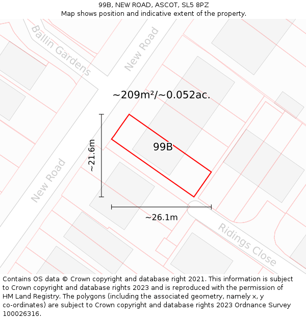 99B, NEW ROAD, ASCOT, SL5 8PZ: Plot and title map