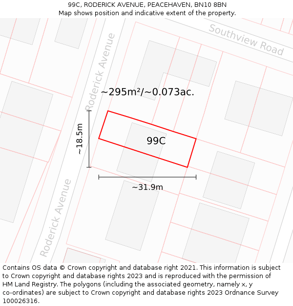 99C, RODERICK AVENUE, PEACEHAVEN, BN10 8BN: Plot and title map