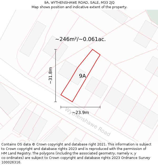 9A, WYTHENSHAWE ROAD, SALE, M33 2JQ: Plot and title map