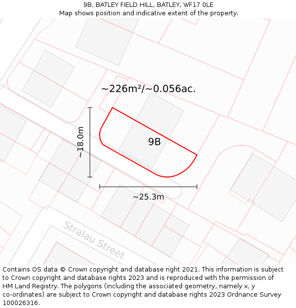 9B, BATLEY FIELD HILL, BATLEY, WF17 0LE: Plot and title map