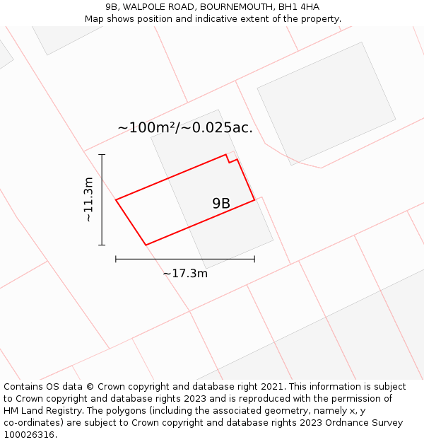 9B, WALPOLE ROAD, BOURNEMOUTH, BH1 4HA: Plot and title map