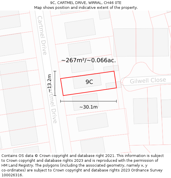 9C, CARTMEL DRIVE, WIRRAL, CH46 0TE: Plot and title map