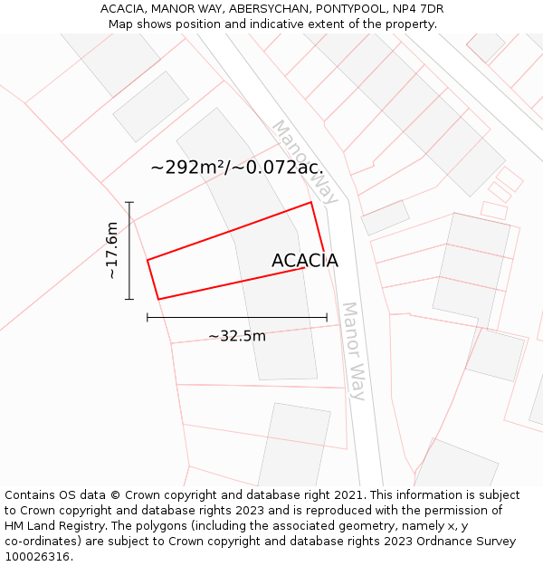 ACACIA, MANOR WAY, ABERSYCHAN, PONTYPOOL, NP4 7DR: Plot and title map