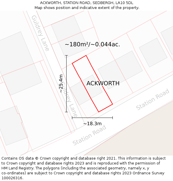 ACKWORTH, STATION ROAD, SEDBERGH, LA10 5DL: Plot and title map