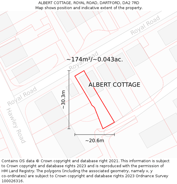 ALBERT COTTAGE, ROYAL ROAD, DARTFORD, DA2 7RD: Plot and title map