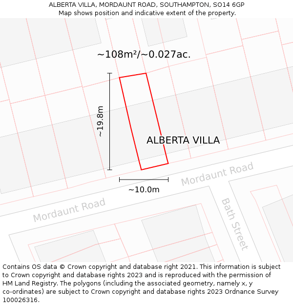 ALBERTA VILLA, MORDAUNT ROAD, SOUTHAMPTON, SO14 6GP: Plot and title map